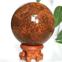 Firework Jasper Sphere with Stand 2.6"