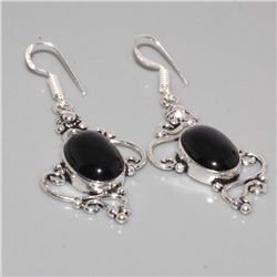 Black Onyx and Silver Earrings