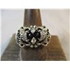 Image 2 : Mens Sterling Silver Skull Ring with Star Sapphire