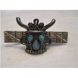 Native American Silver and Turquoise Tie Bar