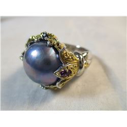 Blue Mabe Pearl Ring