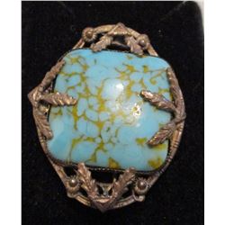 Rare vintage silver and turquoise brooch