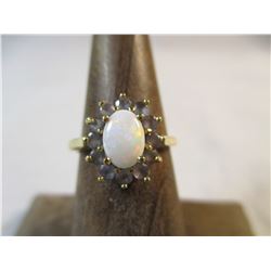 10kt gold Opal and Tanzanite Ring