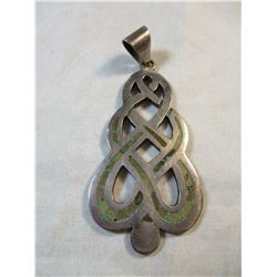 Celtic knot work style 970 Silver Pendant with Inlay