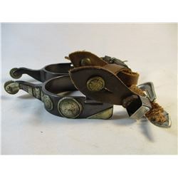 Vintage Silver Mounted Spurs with Straps