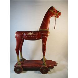 Antique Wooden Pull Horse Toy