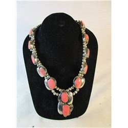 Native American Pink Howlite Sterling Silver Necklace