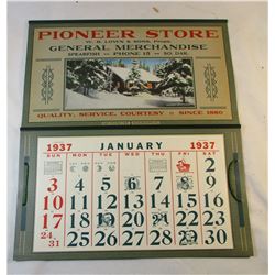 1937 Calendar from the Pioneer Store Spearfish South Dakota
