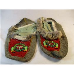 Circa 1920's-1950's Alaskan Cree Beaded Moccasins