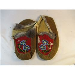 Circa 1920's-1950's Alaskan Cree Beaded Moccasins