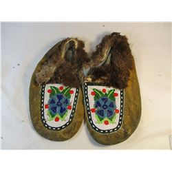 Circa 1920's-1950's Alaskan Cree Beaded Moccasins