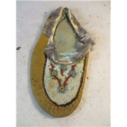 Circa 1920's-1950's Alaskan Cree Beaded Single Moccasin