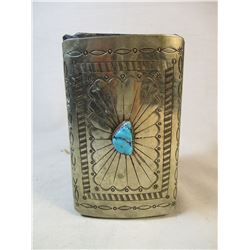 Vintage Navajo Sterling Silver Leahter Bow Guard Cuff