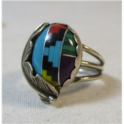 Navajo Inlay Turquoise Sterling Silver Ring