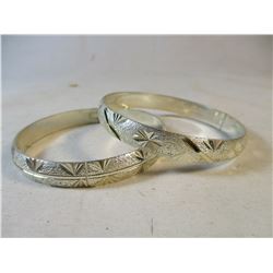 Set of 2 Hinged Bracelets Sterling Silver