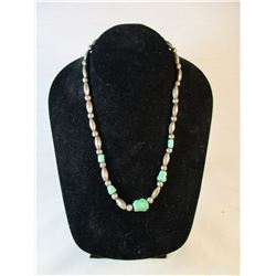 Vintage Silver Bead and Turquoise Necklace