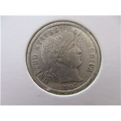 Very Fine Condition 1907 Barber Dime