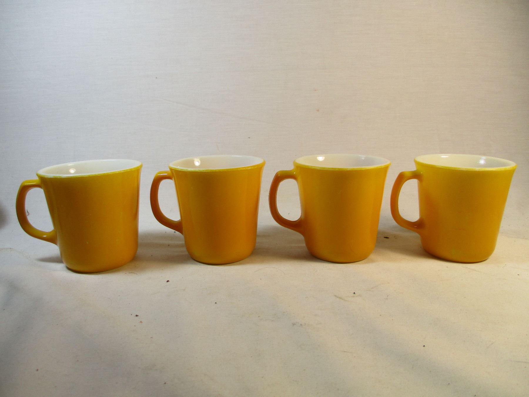 Set of 4 Vintage 1960's Mustard Yellow Mugs
