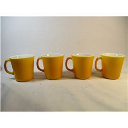 Set of 4 Vintage 1960's Mustard Yellow Mugs