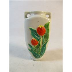 Occupied Japan Porcelain Bud Vase. Embossed & Hand Paited Enameled Tulips 4.2” H