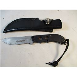 USA made Remington 420HC High Carbon Stainless Knife and Leather Sheath