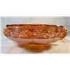 Image 1 : Vintage Orange Marigold Carnival Glass Rose Pattern Bowl With Handles