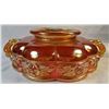 Image 3 : Vintage Orange Marigold Carnival Glass Rose Pattern Bowl With Handles