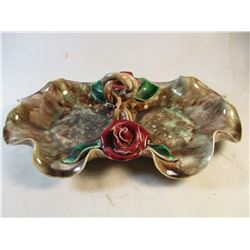 Vintage Unsigned Roses Candy Dish