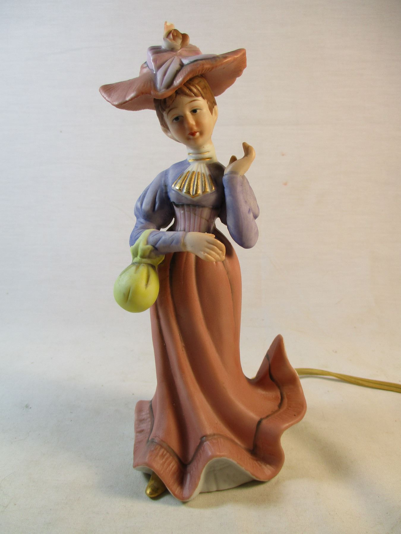 Vintage I W Rice & Co Japan Porcelain Perfume Lamp Nightlight Lady #1445