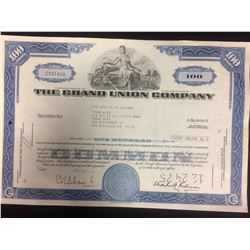 1876 THE GRAND UNION COMPANY STOCK CERTIFICATE (100 SHARES)