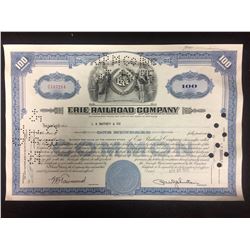 1955 ERIE RAILROAD COMPANY STOCK CERTIFICATE (100 SHARES)