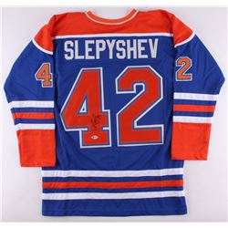 Anton Slepyshev Signed Oilers Jersey (Beckett COA)