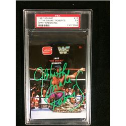 AUTOGRAPHED 1987 STUART #15 J  THE SNAKE  ROBERTS WWF WRESTLING (EX 5) PSA