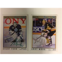 AUTOGRAPHED GRANT FUHR & ANDY MOOG O-PEE-CHEE HOCKEY CARD LOT