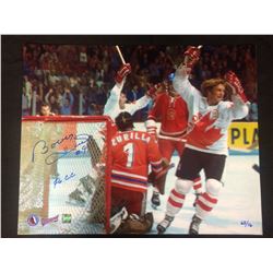 LIMITED EDITION BOBBY HULL AUTOGRAPHED 16" X 20" PHOTO (1976 CANADA CUP) 66/76