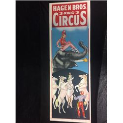 1945 WISCONSIN CIRCUS MUSEUM CIRCUS POSTER (HAGEN BROS 3-RING-3)