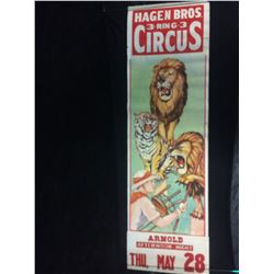 1945 WISCONSIN CIRCUS MUSEUM CIRCUS POSTER (HAGEN BROS 3-RING-3)