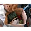 Image 1 : LARGE BOX OF WICKER BASKETS AND PLASTIC BOWLS