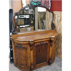 VINTAGE BOWFRONT DRESSER WITH MIRROR