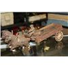 Image 2 : TWO VINTAGE CAST IRON HORSE DRAWN WAGONS