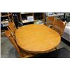 Image 1 : ROUND OAK TABLE AND FOUR PRESSBACK CHAIRS
