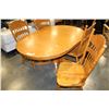Image 2 : ROUND OAK TABLE AND FOUR PRESSBACK CHAIRS