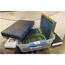 TRAY OF QURANS AND PICTURE