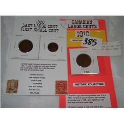 COLLECTION OF TWO LARGE CENT AND FIRST SMALL CENT COINS