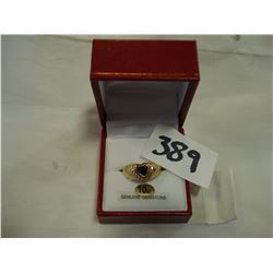 10KT YELLOW GOLD GENUINE SAPPHIRE AND CUBIC ZIRCONIA HEART RING RETAIL $1200.00