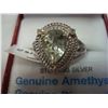 Image 2 : STERLING SILVER GENUINE GREEN AMETHYST AND DIAMOND RING WITH APPRAISEL $900.00