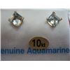 Image 2 : 10KT YELLOW GOLD GENUINE AQUAMARINE EARRINGS WITH APPRAISEL $500.00