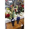 Image 2 : TWO GLASS VASES WITH FLORALS