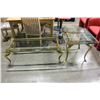 Image 1 : BRASS AND GLASS TOP COFFE TABLE AND ENDTABLE