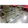 Image 2 : BRASS AND GLASS TOP COFFE TABLE AND ENDTABLE